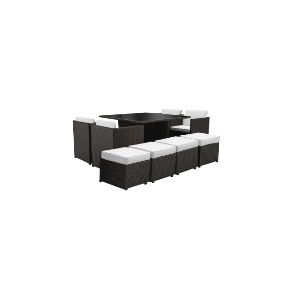 arredo casa facile tavolo pranzo cubo sedie rattan nero poltrone pouf contenitore king 125x125 - 6 posti + 4 posti