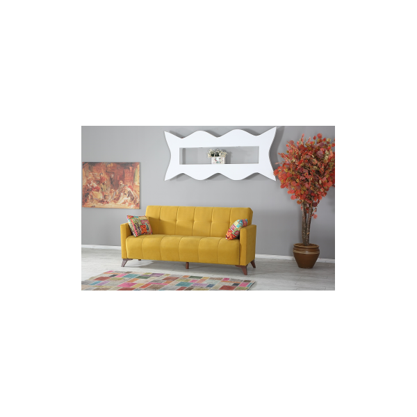 arredo casa facile divano letto contenitore microfibra senape / giallo mustard reclinabile cuscini doppio - king - lux -it
