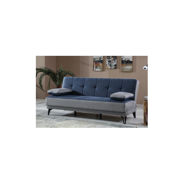 arredo casa facile divano letto contenitore microfibra grigio / blu - reclinabile con cuscini doppio - moderno - lux - it