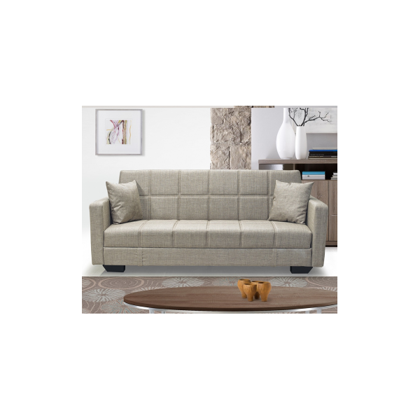 arredo casa facile divano contenitore a letto beige in lino - 3 posti - ita lux- reclinabile - ita lux