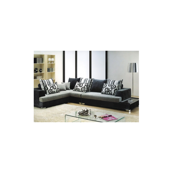 arredo casa facile divano salotto mega sofa in tessuto angolare grigio con cuscini