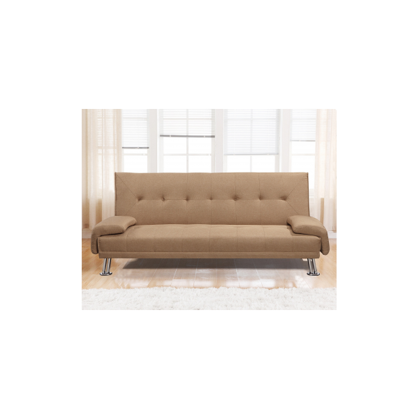 arredo casa facile divano letto tessuto beige / cappuccino reclinabile microfibra cuscini 3 posti doppio con cuscini in lino -ita