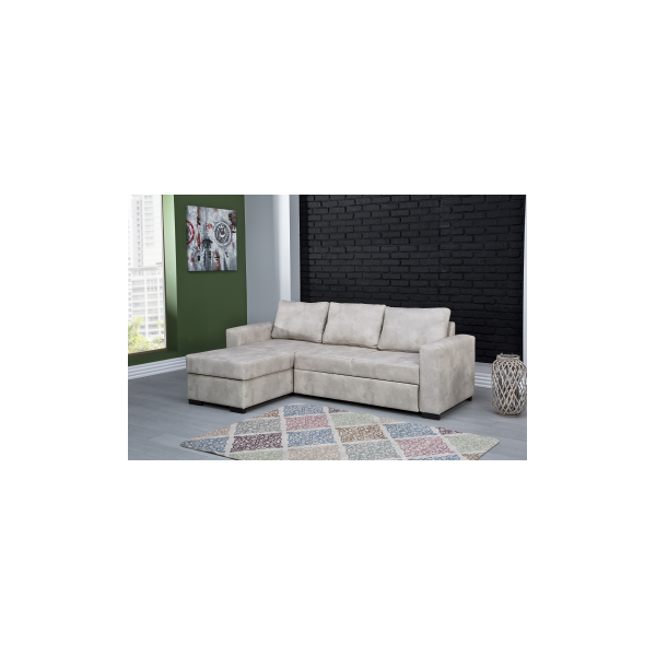 arredo casa facile mega divano angolare letto contenitore reversibile bianco panna - cuscini - elegante