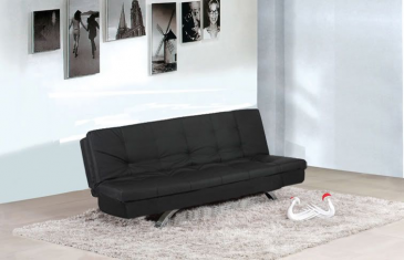 Arredo Casa Facile Divano Letto Reclinabile Ecopelle Nero Salotto Soggiorno Largo