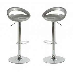 Arredo Casa Facile Coppia 2 Sgabelli Abs Silver - Design - Bar - Cucina - Ristorante - Casa - Soggiorno