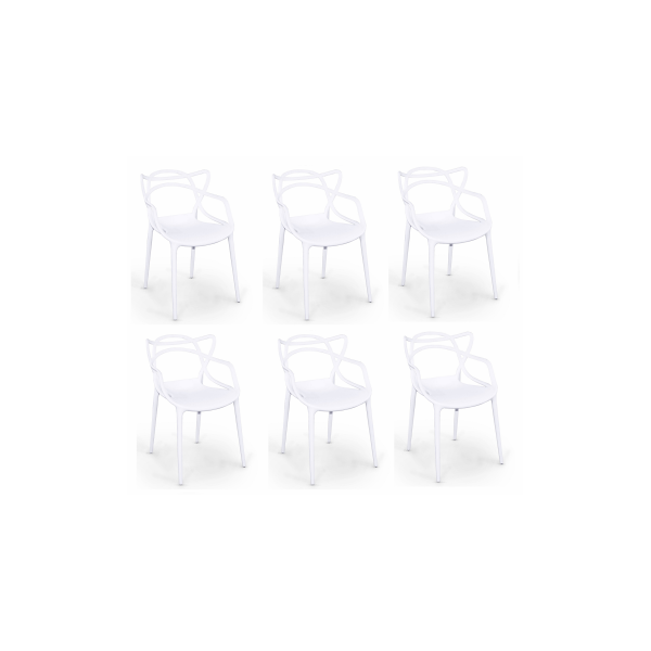 arredo casa facile 6 sedie bianca intrecciata in polipropilene modello nilah  - vari colori design moderno sedia color bianco per tavoli - sala pranzo - soggiorno - casa - ufficio - casa - bar - rinforzata