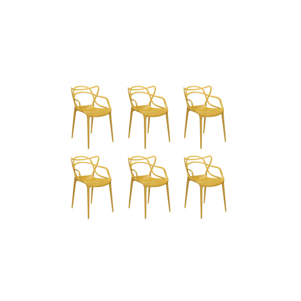 arredo casa facile 6 sedie giallo senape intrecciata in polipropilene modello nilah  - vari colori design moderno sedia color giallo senape per tavoli - sala pranzo - soggiorno - casa - ufficio - casa - bar - rinforzata