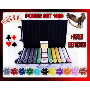 Arredo Casa Facile Set Professionale 1000 Fiches/chip Pro Poker 11,5 Gr - Set Completo + Dealer Elttronico