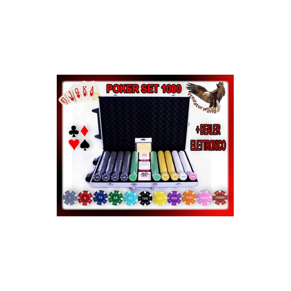 arredo casa facile set professionale 1000 fiches/chip pro poker 11,5 gr - set completo + dealer elttronico