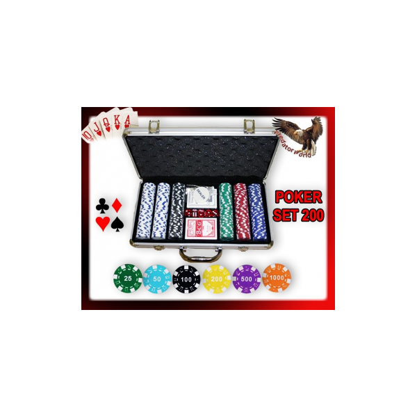 arredo casa facile set professionale 200 fiches/chip pro poker 11,5 gr - set completo