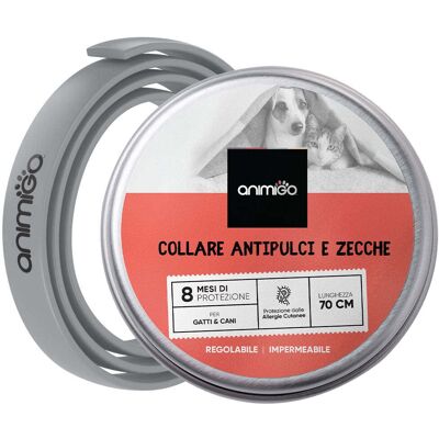 Collare Antipulci e Zecche Animigo per Cani e Gatti- 8 Mesi di Protezione - Ingredienti Sicuri - Cinturino Regolabile 75 cm Collare Antipulci e Zecche Animigo per Cani e Gatti- 8 Mesi di Protezione - Ingredienti Sicuri - Cinturino Regolabile 75 cm