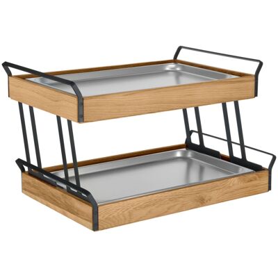 Vega Vetrina refrigerata Esino due ripiani bassi 2 x 1/1 ; GN 1/1, 61.9x38.6x36.9 cm (LxLxH); quercia/nero/acciaio inox; rettangolare Vega Vetrina refrigerata Esino due ripiani bassi 2 x 1/1 ; GN 1/1, 61.9x38.6x36.9 cm (LxLxH); quercia/nero/acciaio inox; rettangolare