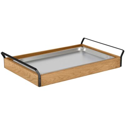 Vega Vetrina refrigerata buffet Esino bassa GN acciaio 1/1 ; GN 1/1, 61.9x38.6x10.9 cm (LxLxH); quercia/nero/acciaio inox; rettangolare Vega Vetrina refrigerata buffet Esino bassa GN acciaio 1/1 ; GN 1/1, 61.9x38.6x10.9 cm (LxLxH); quercia/nero/acciaio inox; rettangolare