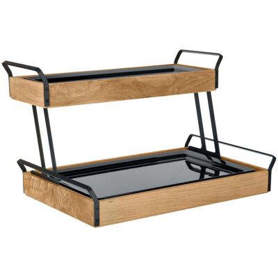 Vega Vetrina refrigerata con piastre eutettiche Esino bassa, GN 1/1 + 2/4, a due ripiani, in melamina ; GN 1/1, 61.9x38.6x36.9 cm (LxLxH); quercia/nero; rettangolare Vega Vetrina refrigerata con piastre eutettiche Esino bassa, GN 1/1 + 2/4, a due ripiani, in melamina ; GN 1/1, 61.9x38.6x36.9 cm (LxLxH); quercia/nero; rettangolare