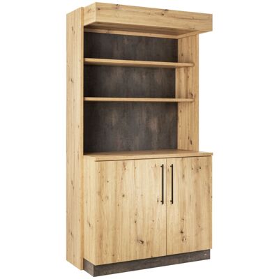 Vega Mobile bar Baristo Classic con ante a battente ; 115x62x216 cm (LxPxH); quercia selvatica, manico nero Vega Mobile bar Baristo Classic con ante a battente ; 115x62x216 cm (LxPxH); quercia selvatica, manico nero