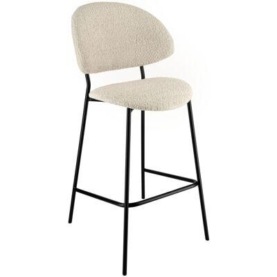 Vega Sgabello bar Lindo Bouclé ; 50.5x54.5x110 cm (LxPxH); seduta beige, struttura nero Vega Sgabello bar Lindo Bouclé ; 50.5x54.5x110 cm (LxPxH); seduta beige, struttura nero