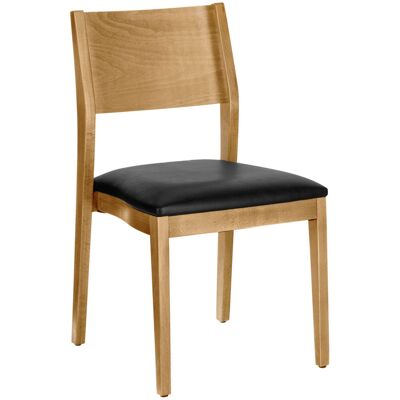 Vega Sedia impilabile Stak in similpelle ; 48x51x86 cm (LxPxH); seduta nero, struttura marrone chiaro; 2 pz. / Pacco Vega Sedia impilabile Stak in similpelle ; 48x51x86 cm (LxPxH); seduta nero, struttura marrone chiaro; 2 pz. / Pacco
