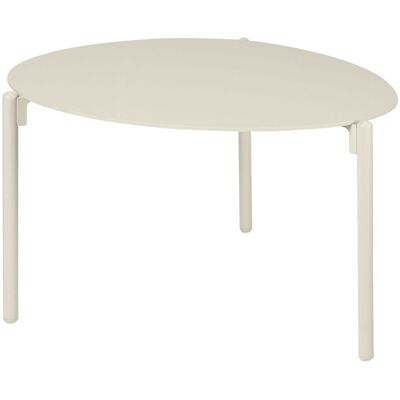 Vega Tavolino da esterno Olin piccolo ; 77.5x62x38.5 cm (LxLxH); Piano tavolo beige, struttura beige; ovale Vega Tavolino da esterno Olin piccolo ; 77.5x62x38.5 cm (LxLxH); Piano tavolo beige, struttura beige; ovale