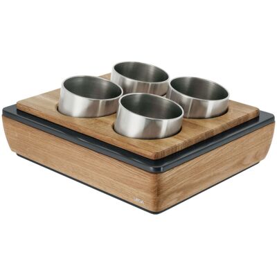 Vega Portaposate Montana GN 1/2, inclusi contenitori ; GN 1/2, 36.5x30.5x13.5 cm (LxLxH); quercia/acciaio inox; rettangolare Vega Portaposate Montana GN 1/2, inclusi contenitori ; GN 1/2, 36.5x30.5x13.5 cm (LxLxH); quercia/acciaio inox; rettangolare