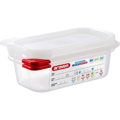 Araven Contenitore gastronorm con coperchio, polipropilene, gastronorm 1/9 ; Misura GN 1/9, 0.6 l, 17.6x10.8x6.5 cm (LxLxP); trasparente Araven Contenitore gastronorm con coperchio, polipropilene, gastronorm 1/9 ; Misura GN 1/9, 0.6 l, 17.6x10.8x6.5 cm (LxLxP); trasparente