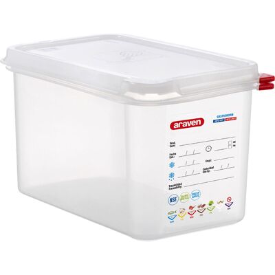 Araven Contenitore gastronorm con coperchio, polipropilene, gastronorm 1/4 ; Misura GN 1/4, 4.3 l, 26.5x16.2x15 cm (LxLxP); trasparente Araven Contenitore gastronorm con coperchio, polipropilene, gastronorm 1/4 ; Misura GN 1/4, 4.3 l, 26.5x16.2x15 cm (LxLxP); trasparente