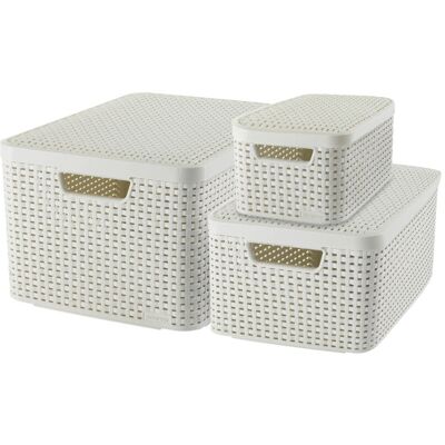 VidaXL Curver 3x Cestino di Stoccaggio Style con Coperchio - Bianco VidaXL Curver 3x Cestino di Stoccaggio Style con Coperchio - Bianco