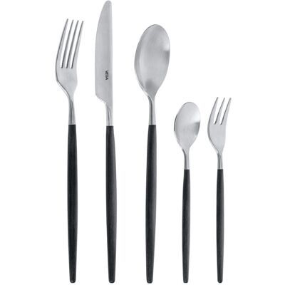 Vega Set campioni posate Turin 5 pezzi ; nero/argento, manico nero Vega Set campioni posate Turin 5 pezzi ; nero/argento, manico nero