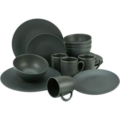 CreaTable Soft Touch Black - Set da 16 pezzi per 4 persone - Design moderno opaco CreaTable Soft Touch Black - Set da 16 pezzi per 4 persone - Design moderno opaco