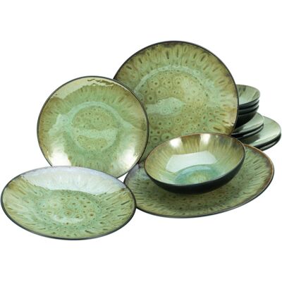 CreaTable Jawa - Set di piatti 12 pezzi ; verde CreaTable Jawa - Set di piatti 12 pezzi ; verde