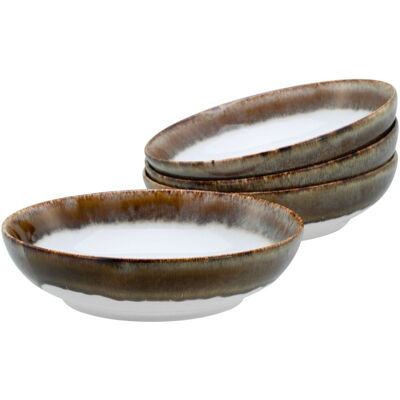 CreaTable Cascade - Ciotola Poke 4 pz. ; 950 ml, 22.5x6 cm (ØxH); marrone; 4 pz. / Pacco CreaTable Cascade - Ciotola Poke 4 pz. ; 950 ml, 22.5x6 cm (ØxH); marrone; 4 pz. / Pacco