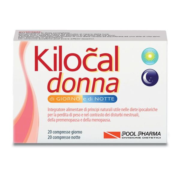 pool pharma srl kilocal donna giorno/notte 40 compresse - integratore per la perdita del peso e i disturbi mestruali, della premenopausa e della menopausa