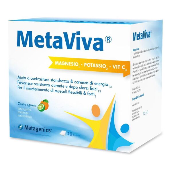 metagenics belgium bvba metaviva mg/k/vit c 20 bustine integratore contro stanchezza e carenza di energia
