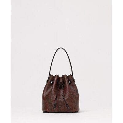 Etro Borsa a secchiello Paisley in cotone spalmato e pelle Azzurro Taglia OS Etro Borsa a secchiello Paisley in cotone spalmato e pelle Azzurro Taglia OS