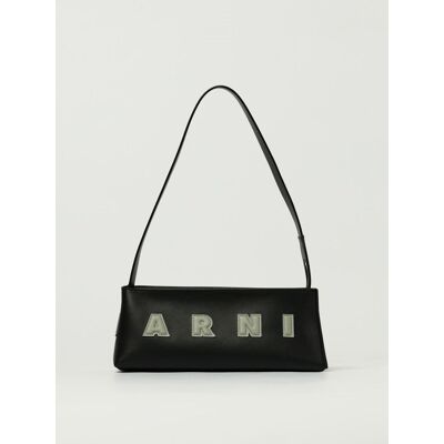 Marni Borsa a spalla in pelle di vitello con logo Nero Taglia OS Marni Borsa a spalla in pelle di vitello con logo Nero Taglia OS