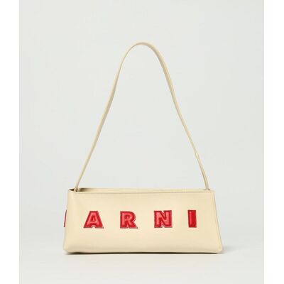 Marni Borsa a spalla in pelle di vitello con logo Avorio Taglia OS Marni Borsa a spalla in pelle di vitello con logo Avorio Taglia OS