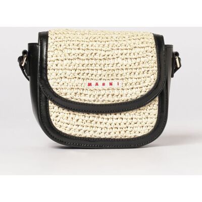 Marni Borsa a tracolla in rafia crochet e pelle sintetica Nero Taglia OS Marni Borsa a tracolla in rafia crochet e pelle sintetica Nero Taglia OS