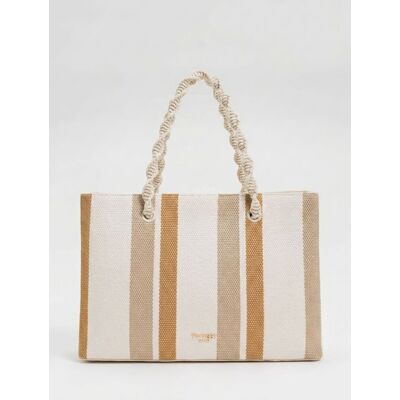 Twinset Borsa in canvas a righe Perla Taglia OS Twinset Borsa in canvas a righe Perla Taglia OS