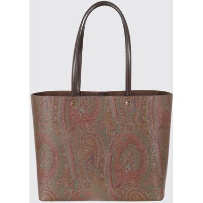 Etro Tote bag Essential in cotone spalmato con stampa Paisley e logo Pegaso Marrone Taglia OS Etro Tote bag Essential in cotone spalmato con stampa Paisley e logo Pegaso Marrone Taglia OS