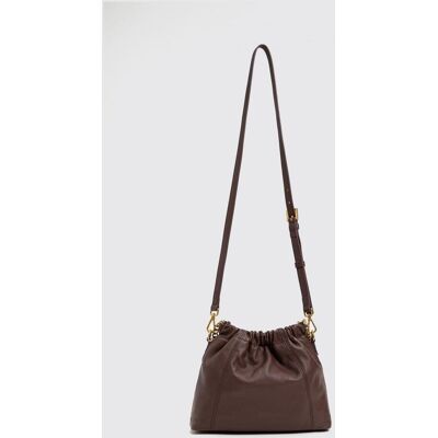 Twinset Borsa a secchiello in pelle liscia con manico in maglia metallica Caffe Taglia OS Twinset Borsa a secchiello in pelle liscia con manico in maglia metallica Caffe Taglia OS
