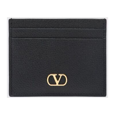 Valentino Garavani Portacarte di credito VLogo Signature in pelle a grana Nero Taglia OS Valentino Garavani Portacarte di credito VLogo Signature in pelle a grana Nero Taglia OS
