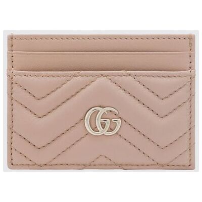 Gucci Portacarte di credito GG Marmont in nappa matelassè Rosa Taglia OS Gucci Portacarte di credito GG Marmont in nappa matelassè Rosa Taglia OS