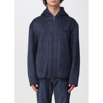 Armani Giacca con cappuccio in Eco suede Blue Navy Taglia L Armani Giacca con cappuccio in Eco suede Blue Navy Taglia L