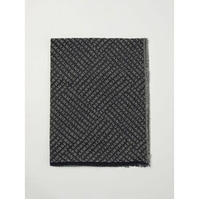 Armani Sciarpa in misto cotone con logo jacquard Blue Navy Taglia OS Armani Sciarpa in misto cotone con logo jacquard Blue Navy Taglia OS