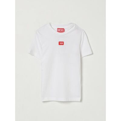 Diesel T-shirt in cotone con logo Oval D Bianco Taglia 12 Diesel T-shirt in cotone con logo Oval D Bianco Taglia 12