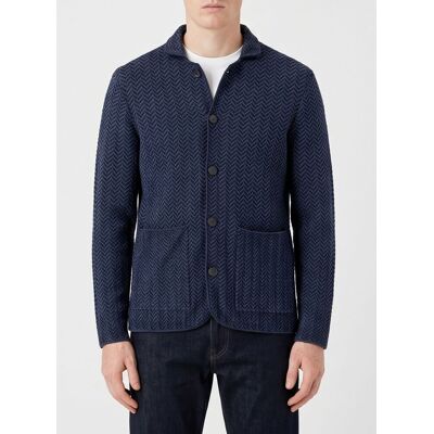Giorgio Armani Blazer a monopetto in viscosa chevron Blue Taglia 46 Giorgio Armani Blazer a monopetto in viscosa chevron Blue Taglia 46
