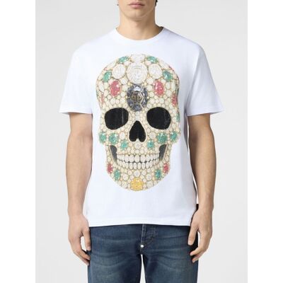 Philipp Plein T-shirt girocollo in cotone con skull Bianco Taglia XS Philipp Plein T-shirt girocollo in cotone con skull Bianco Taglia XS