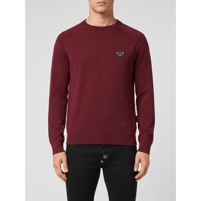 Philipp Plein Maglia girocollo in cotone a maniche lunghe con polsi a costine Amaranto Taglia XS Philipp Plein Maglia girocollo in cotone a maniche lunghe con polsi a costine Amaranto Taglia XS