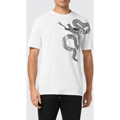 Philipp Plein T-shirt in cotone con stampa Snake ricamata Bianco Taglia XL Philipp Plein T-shirt in cotone con stampa Snake ricamata Bianco Taglia XL