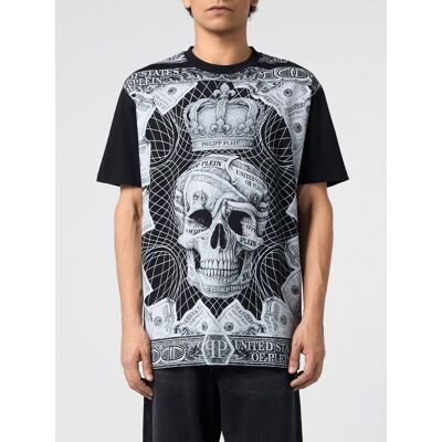 Philipp Plein T-shirt girocollo in cotone con stampa grafica Skull frontale Nero Taglia XL Philipp Plein T-shirt girocollo in cotone con stampa grafica Skull frontale Nero Taglia XL