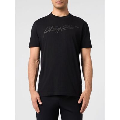 Philipp Plein T-shirt in cotone con logo a contrasto e scollo a girocollo Nero Taglia M Philipp Plein T-shirt in cotone con logo a contrasto e scollo a girocollo Nero Taglia M